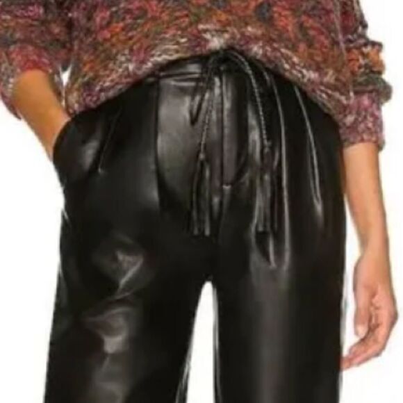 New Mother Denim Jeans Twistie Tie Bounce Hover Faux Leather Pants Size 33 - Picture 3 of 16